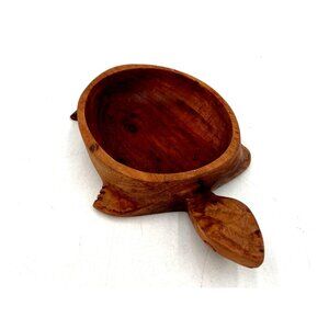 Hand Carved Turtle Wooden Bowl Decorative Dish Unique Rustic Charm